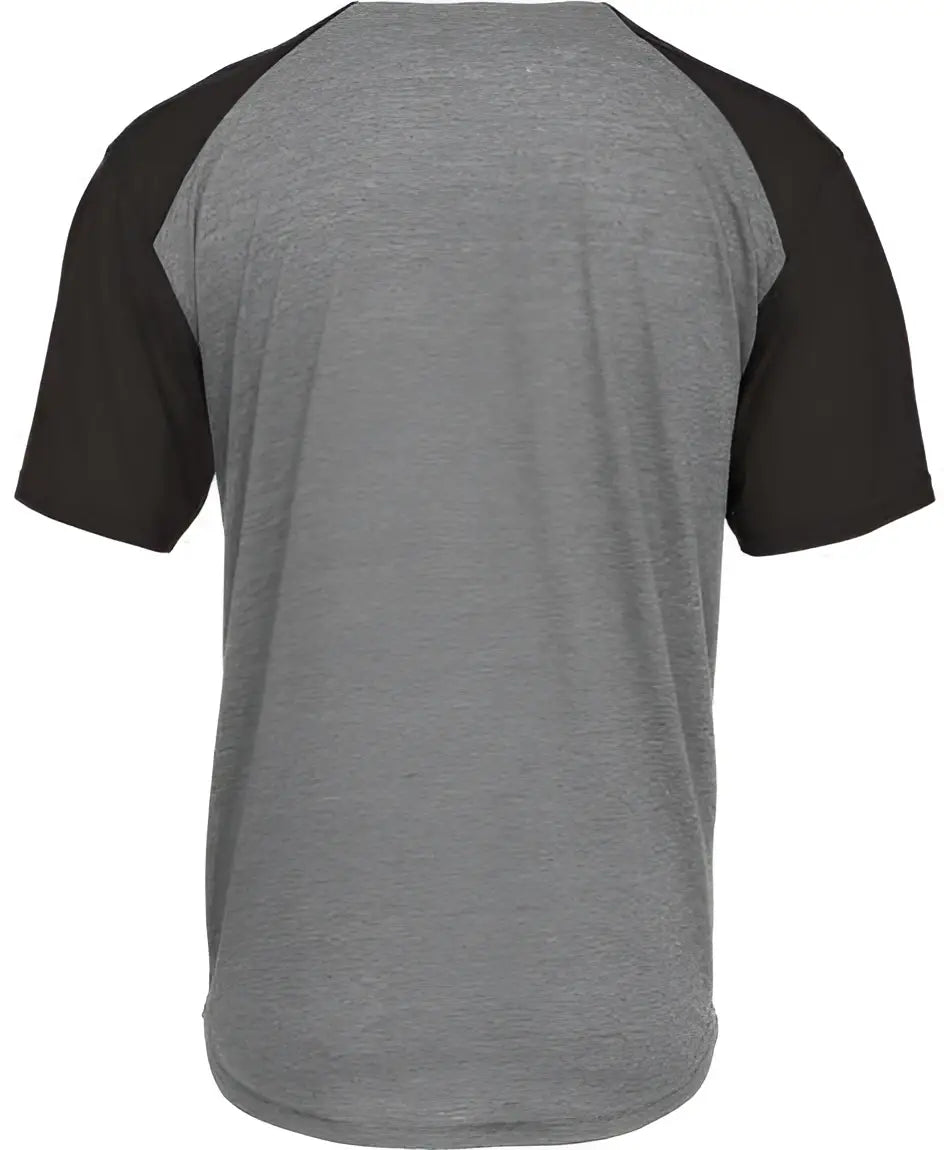 Badger Sport 495000 Tri-blend Full Button Tee - Graphite Heather Black