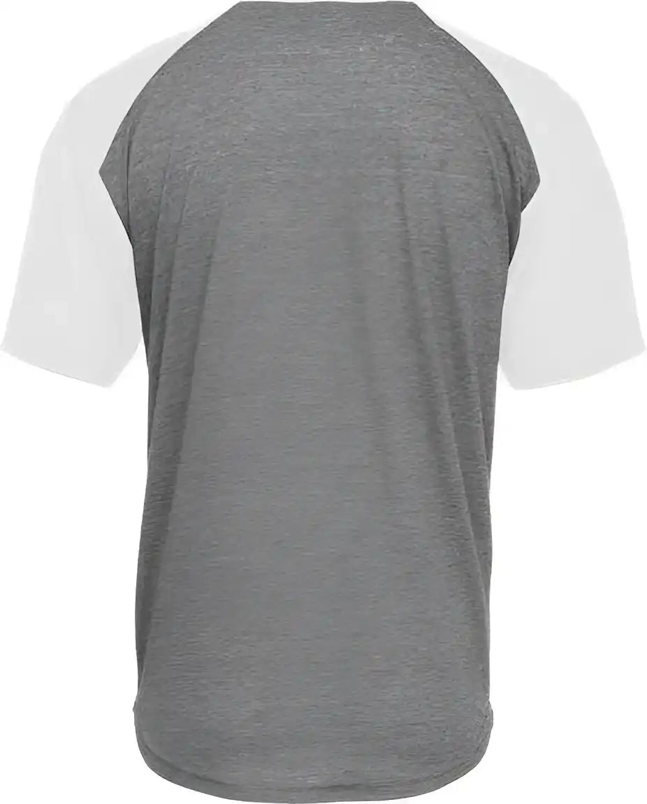 Badger Sport 495000 Tri Blend Full Button Tee Graphite Heather White
