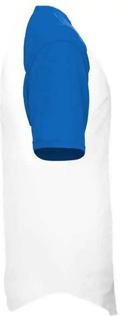 Badger Sport 495000 Tri Blend Full Button Tee White Royal