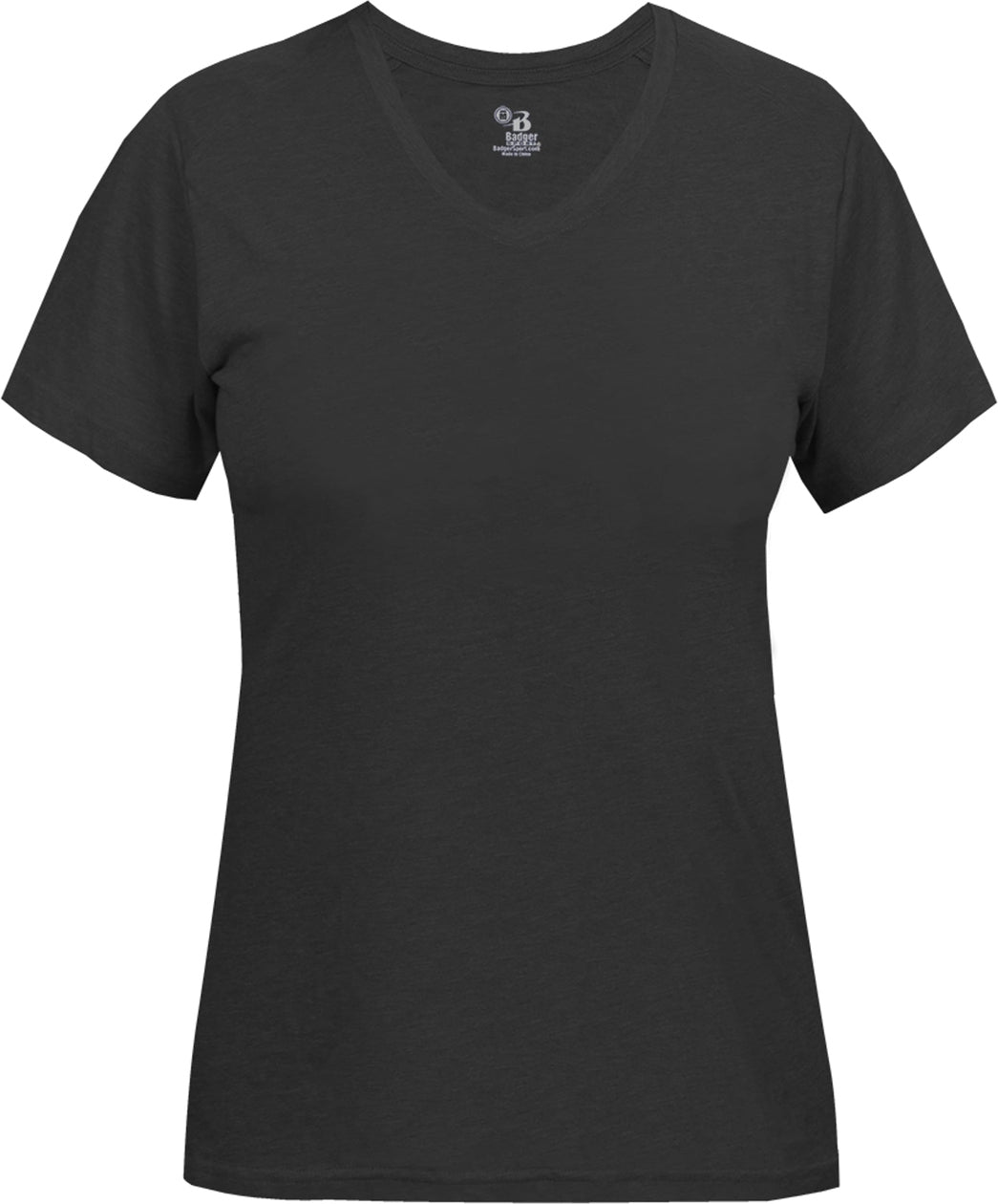 Badger Sport 4962 Tri-blend Ladies V-neck Tee - Black - s