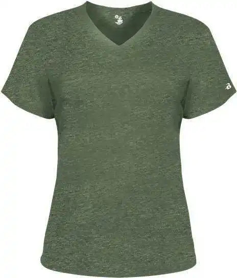 Badger Sport 4962 Tri-blend Ladies’ V-neck Tee - Forest Heather