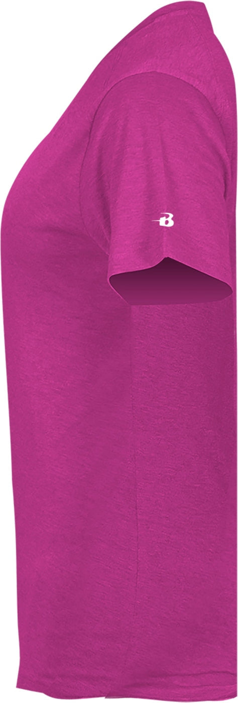 Badger Sport 4962 Tri-blend Ladies V-neck Tee - Hot Pink Heather