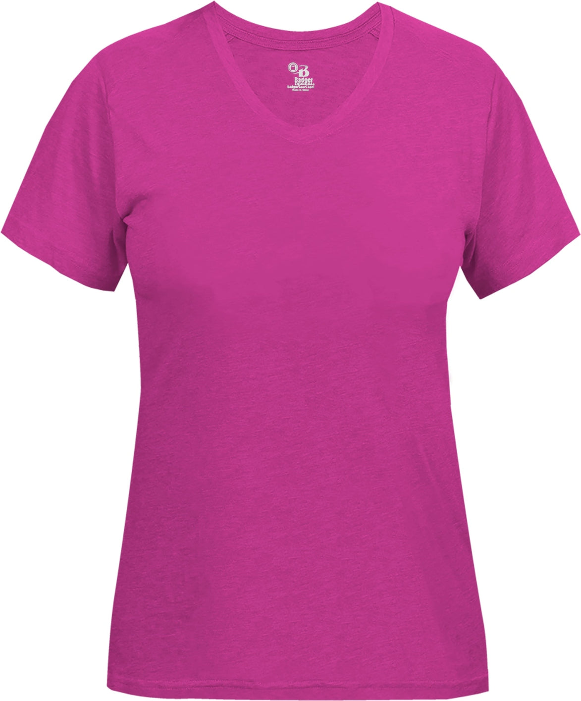 Badger Sport 4962 Tri-blend Ladies V-neck Tee - Hot Pink Heather