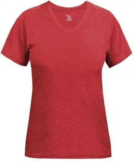 Badger Sport 4962 Tri Blend Ladies’ v Neck Tee Red Heather