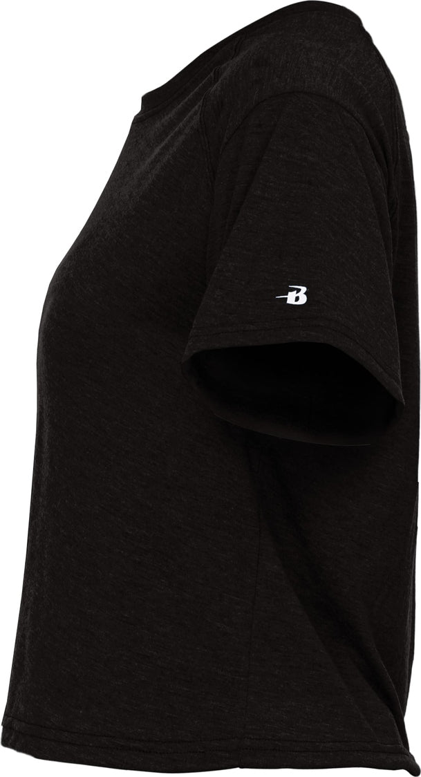Badger Sport 4963 Tri-blend Womens Crop Tee - Black