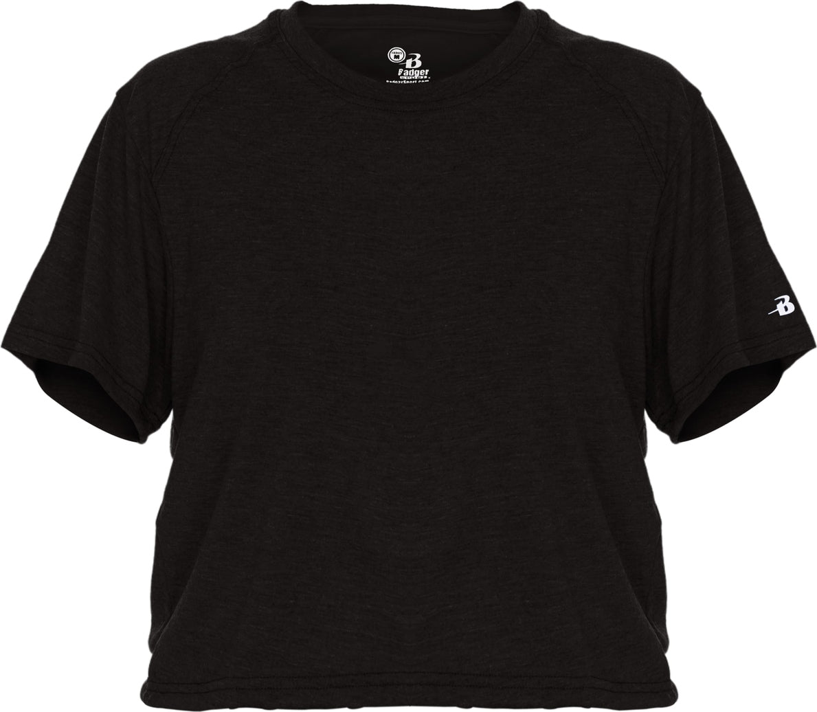 Badger Sport 4963 Tri-blend Womens Crop Tee - Black - Ladies Xl