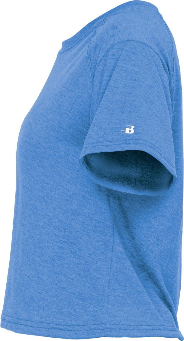 Badger Sport 4963 Tri-blend Womens Crop Tee - Columbia Blue Heather