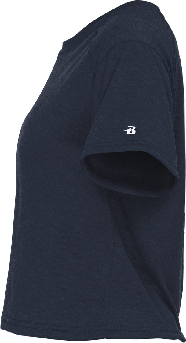 Badger Sport 4963 Tri-blend Womens Crop Tee - Navy