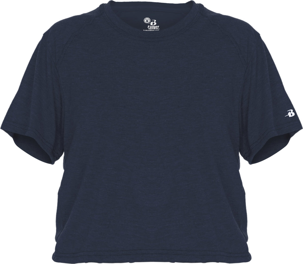 Badger Sport 4963 Tri-blend Womens Crop Tee - Navy
