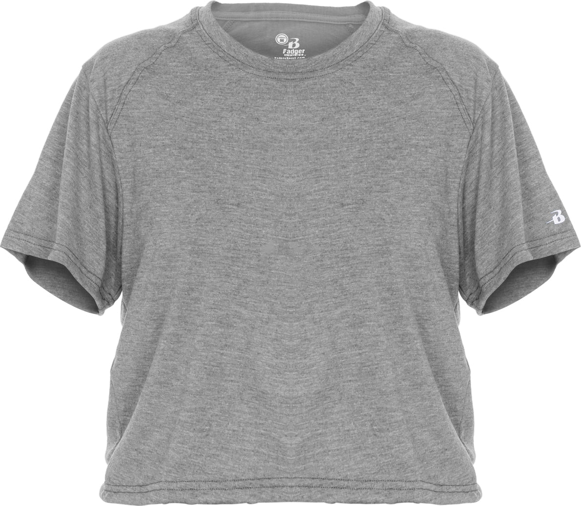 Badger Sport 4963 Tri-blend Womens Crop Tee - Oxford