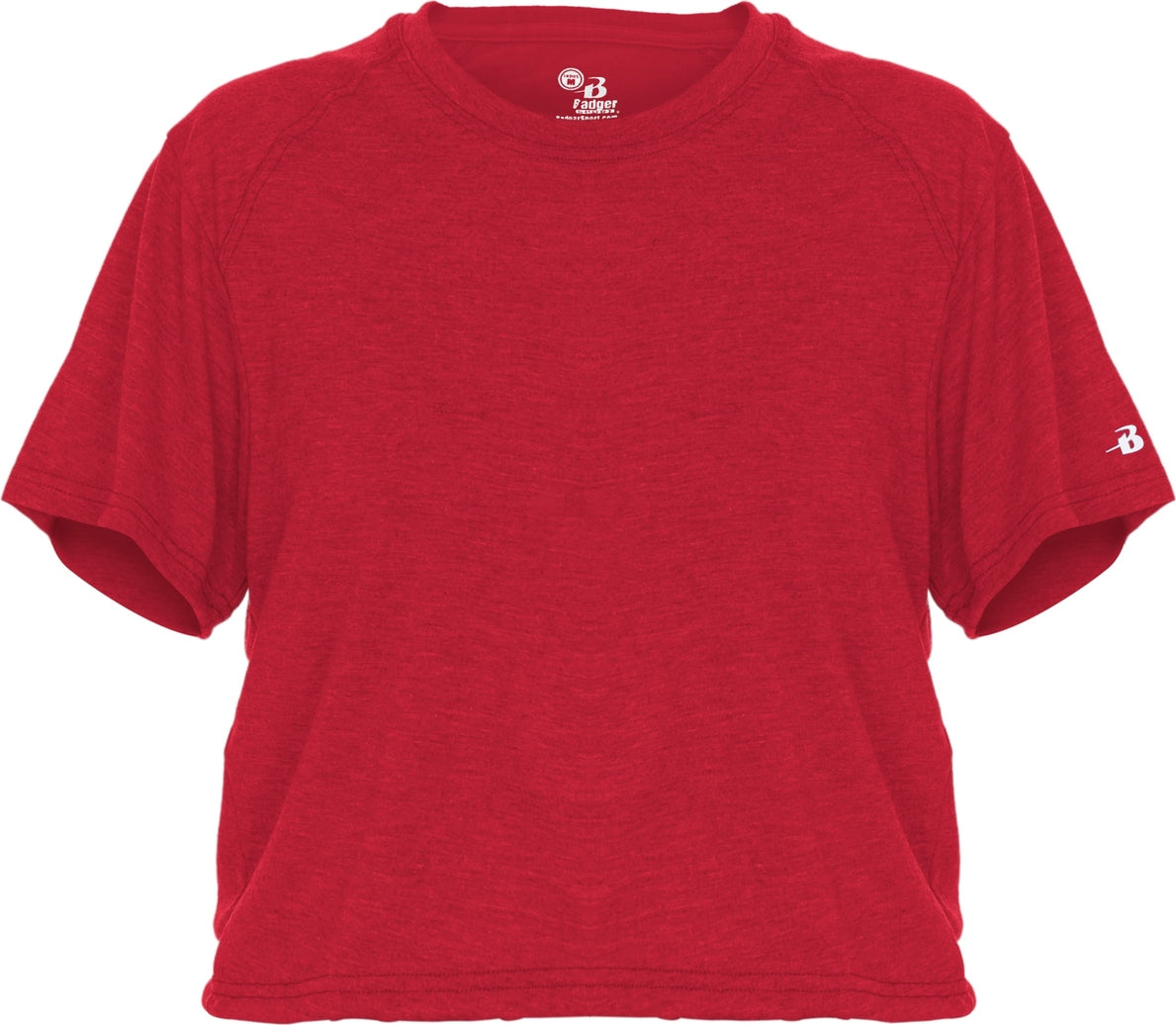 Badger Sport 4963 Tri-blend Womens Crop Tee - Red - Ladies s