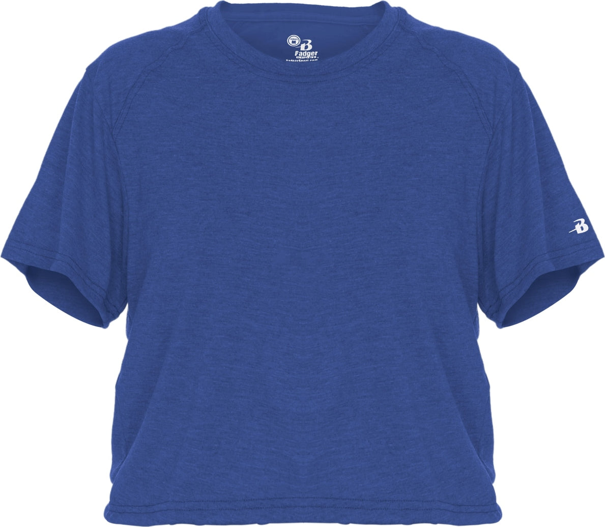 Badger Sport 4963 Tri-blend Womens Crop Tee - Royal Heather