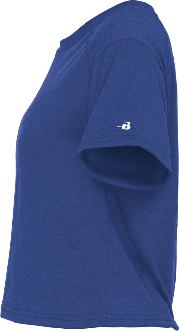 Badger Sport 4963 Tri-blend Womens Crop Tee - Royal Heather
