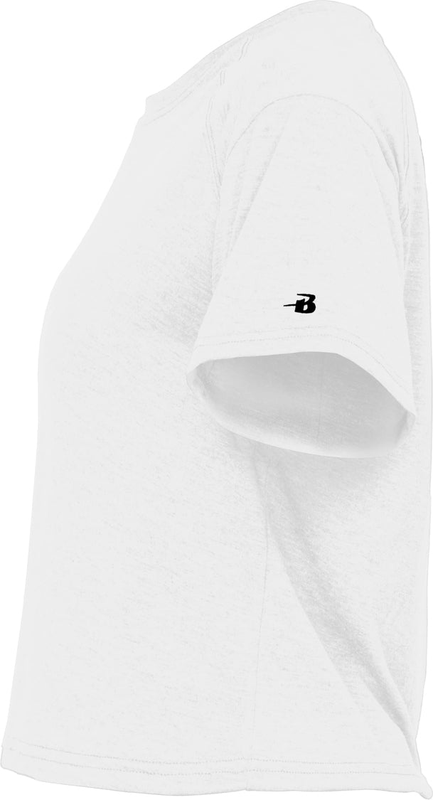 Badger Sport 4963 Tri-blend Womens Crop Tee - White