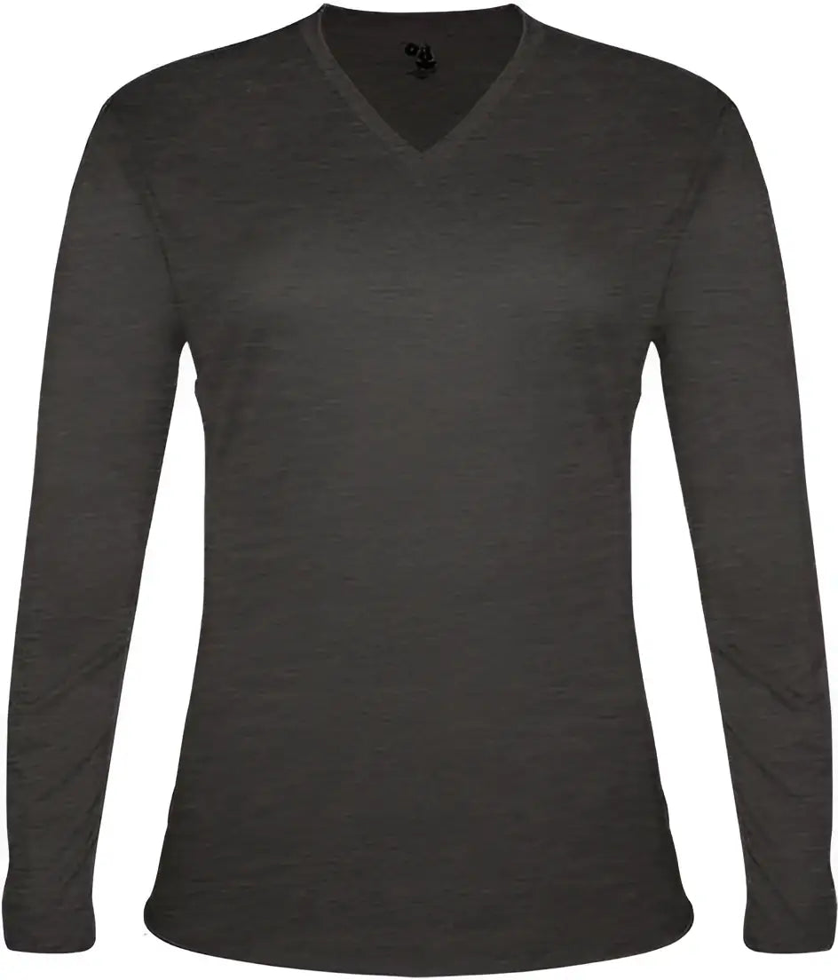 Badger Sport 4964 Tri-blend L/s Ladies Tee - Black Heather