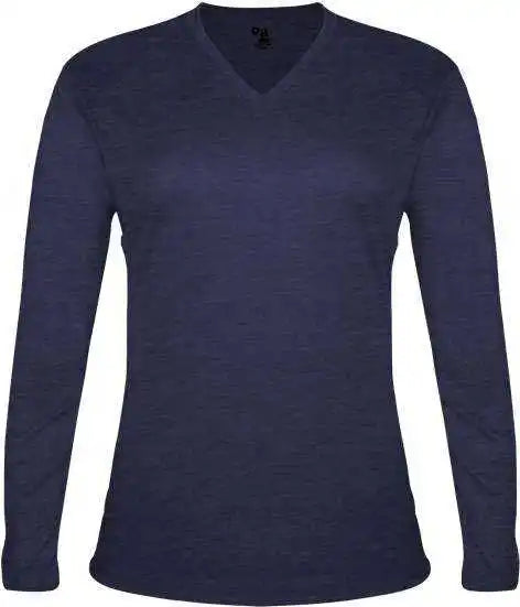 Badger Sport 4964 Tri-blend L/s Ladies Tee - Navy Heather