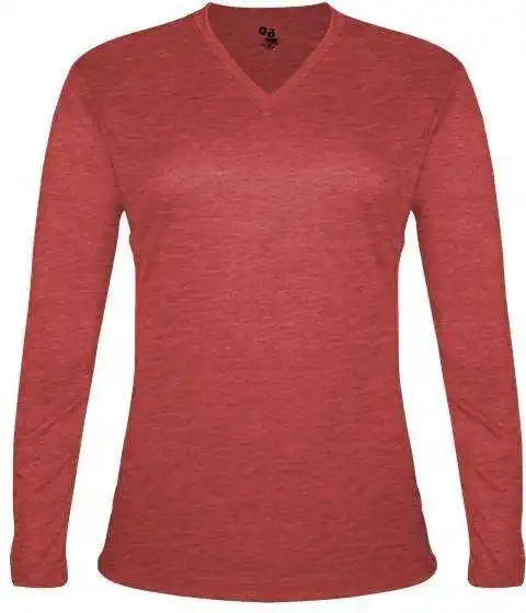 Badger Sport 4964 Tri-blend L/s Ladies Tee - Red Heather