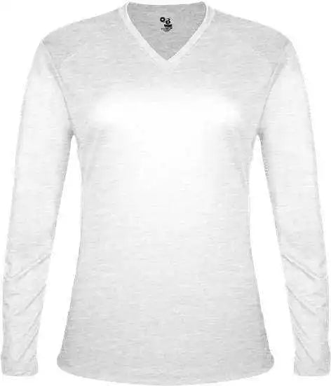 Badger Sport 4964 Tri Blend L/s Ladies Tee White