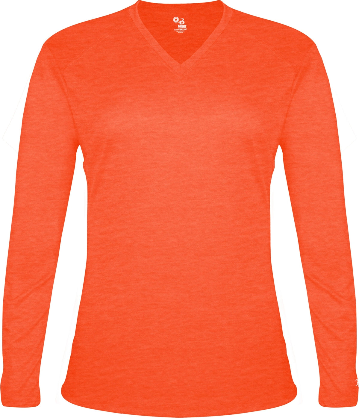 Badger Sport 4964 Tri-blend Ladies V-neck L/s Tee - Burnt Orange Heather