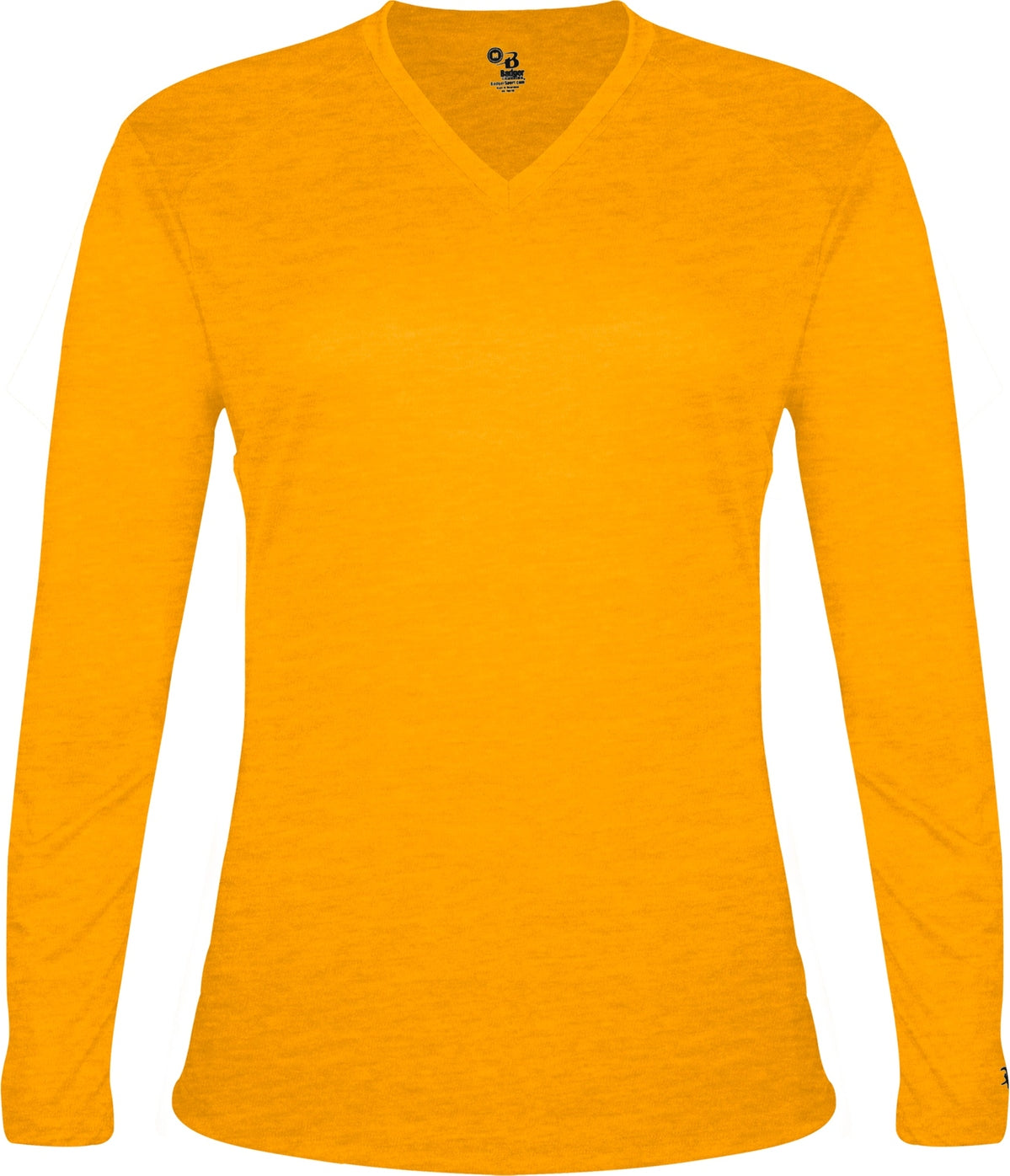 Badger Sport 4964 Tri-blend Ladies V-neck L/s Tee - Gold Heather - Xs