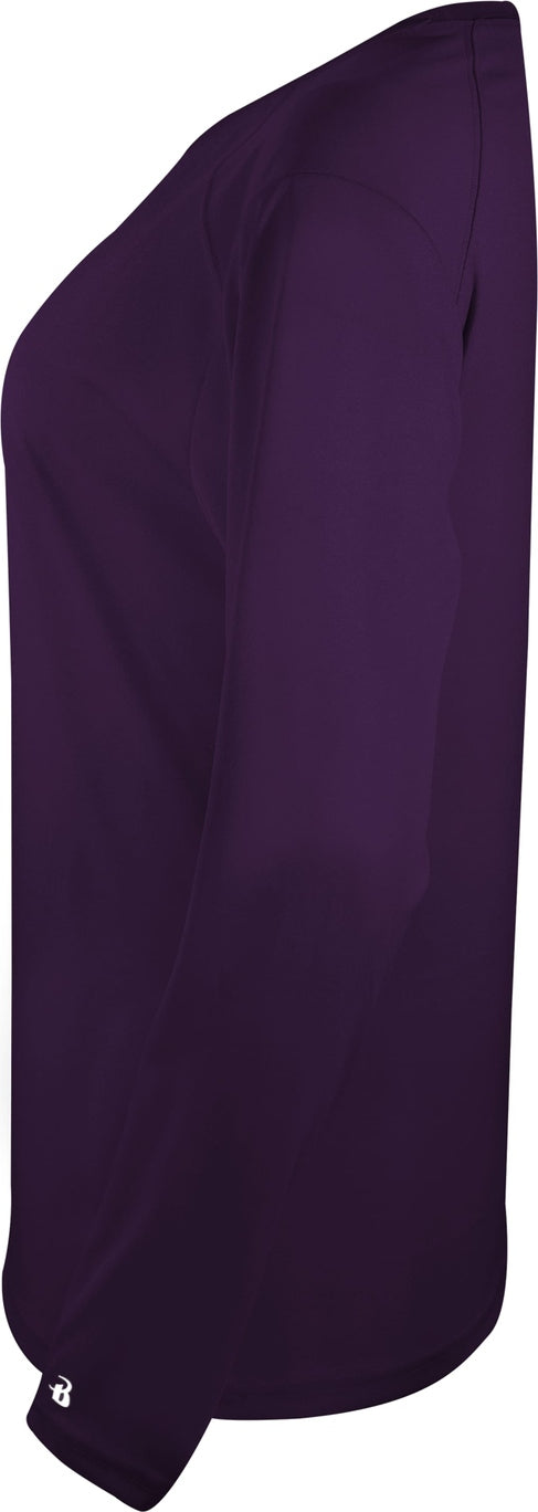 Badger Sport 4964 Tri-blend Ladies V-neck L/s Tee - Purple