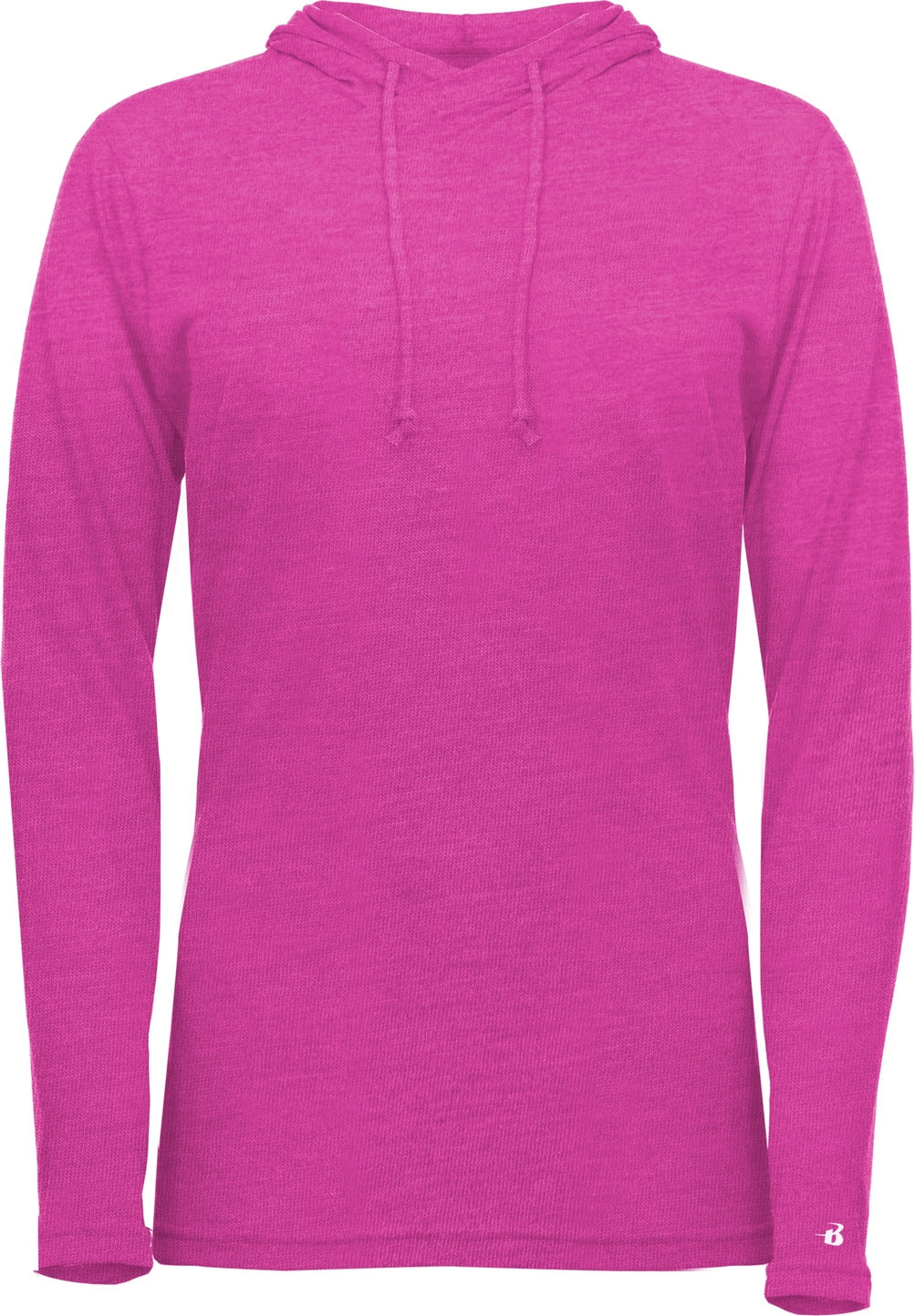 Badger Sport 4965 Tri-blend Surplice Women’s Hooded Tee - Hot Pink Heather - Ladies Xs