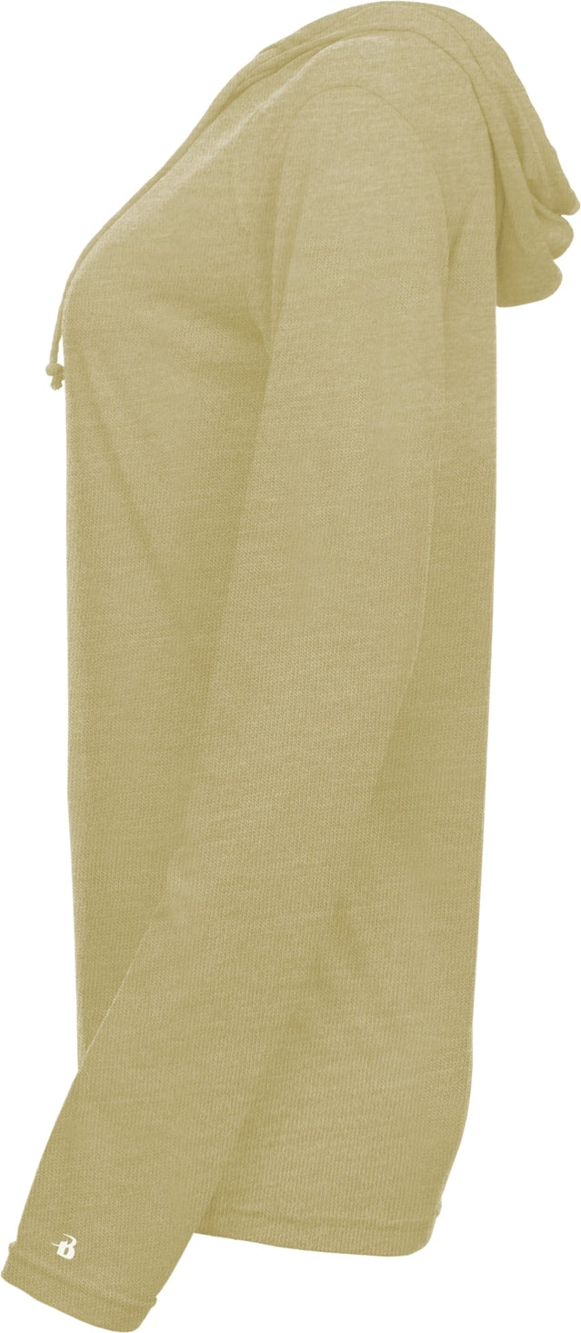 Badger Sport 4965 Tri-blend Surplice Women’s Hooded Tee - Vegas Gold Heather