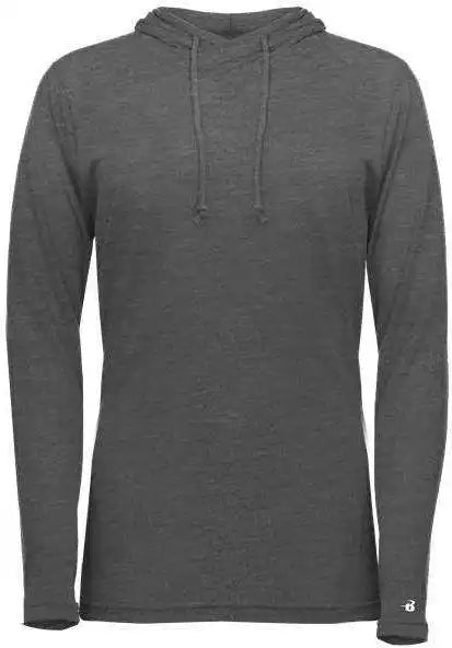 Badger Sport 496500 Tri-blend Surplice Women’s Hoodie Tee - Black Heather