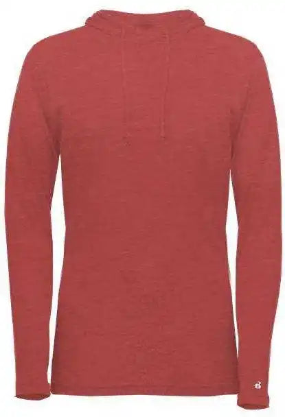 Badger Sport 496500 Tri-blend Surplice Women’s Hoodie Tee - Red Heather