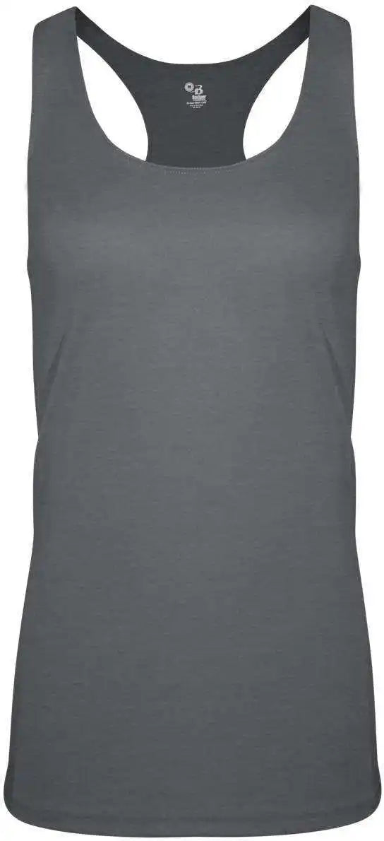 Badger Sport 4966 Tri-blend Ladies’ Racerback Tank - Graphite Heather - Dark Gray / Ladies Xs