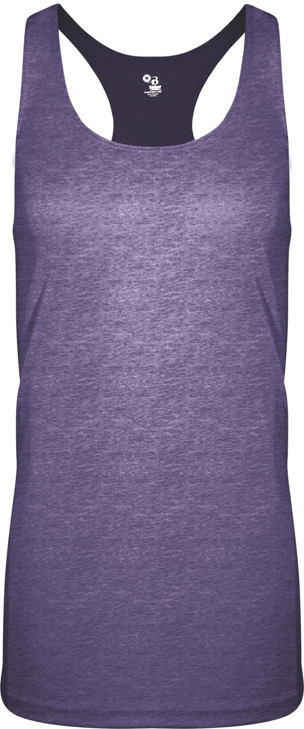 Badger Sport 4966 Tri-blend Ladies Racerback Tank - Purple Heather - Xs