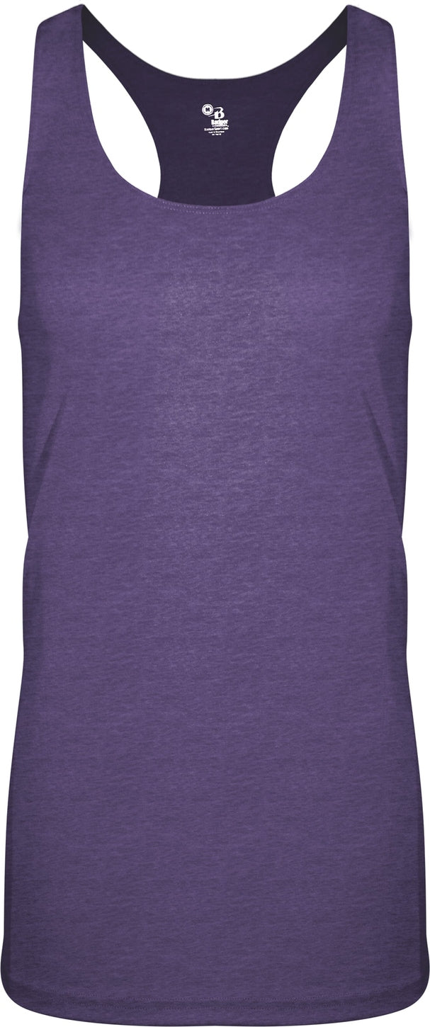 Badger Sport 4966 Tri-blend Ladies Racerback Tank - Purple - s