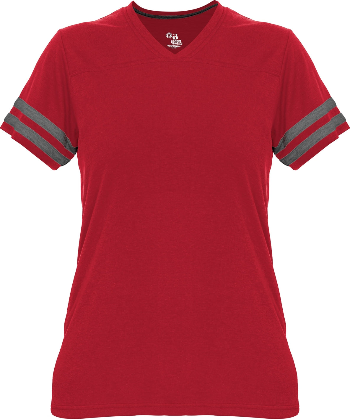 Badger Sport 4967 Tri-blend Women’s Fan Tee - Red Graphite Heather - Dark Gray / Ladies Xs