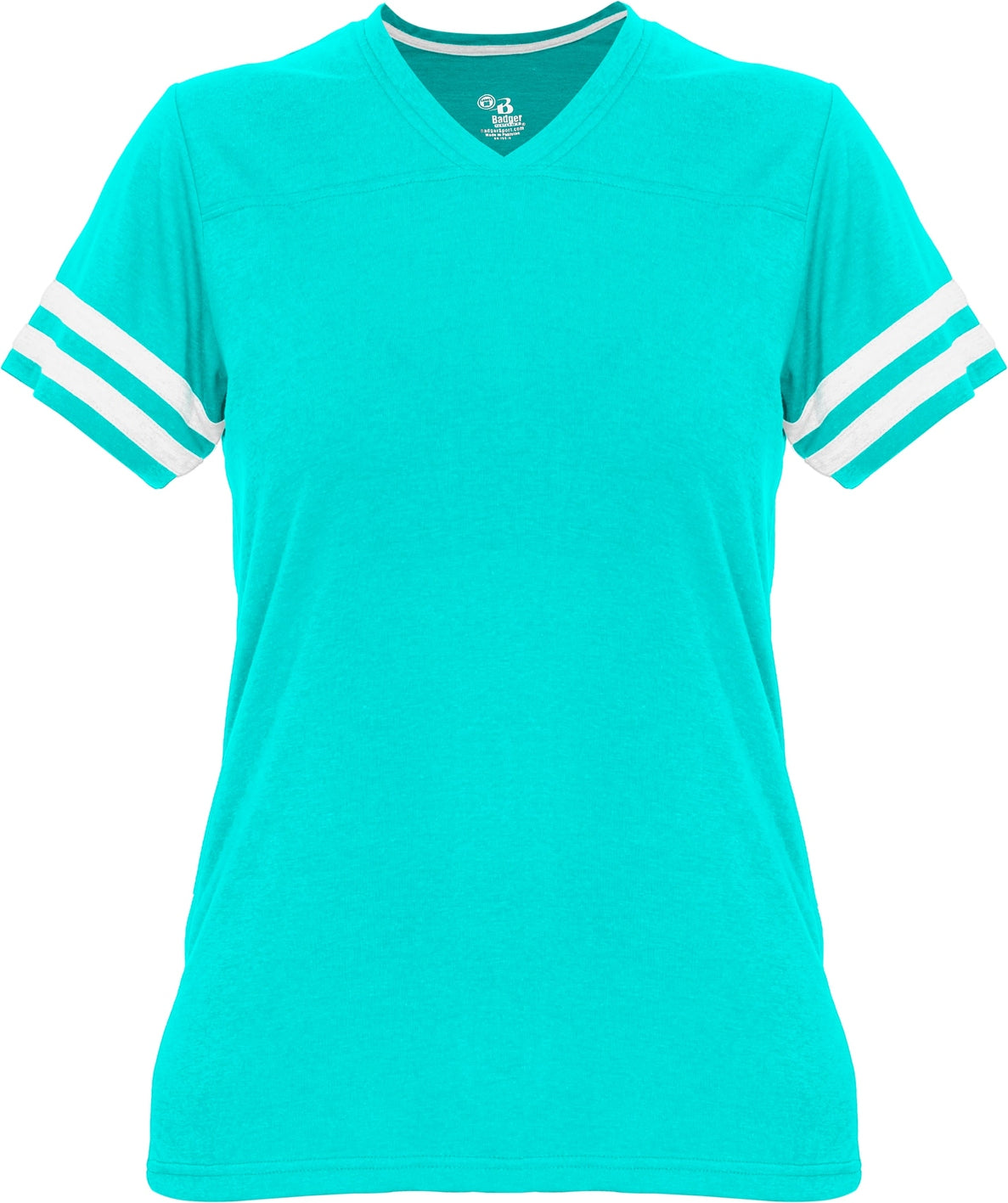Badger Sport 4967 Tri-blend Women’s Fan Tee - Turquoise White - Ladies Xs