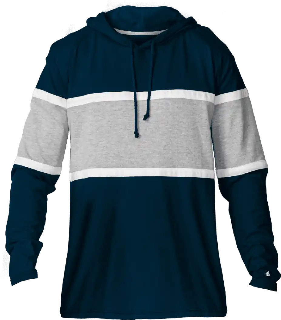 Badger Sport 4981 United Hood Tee Navy Oxford White