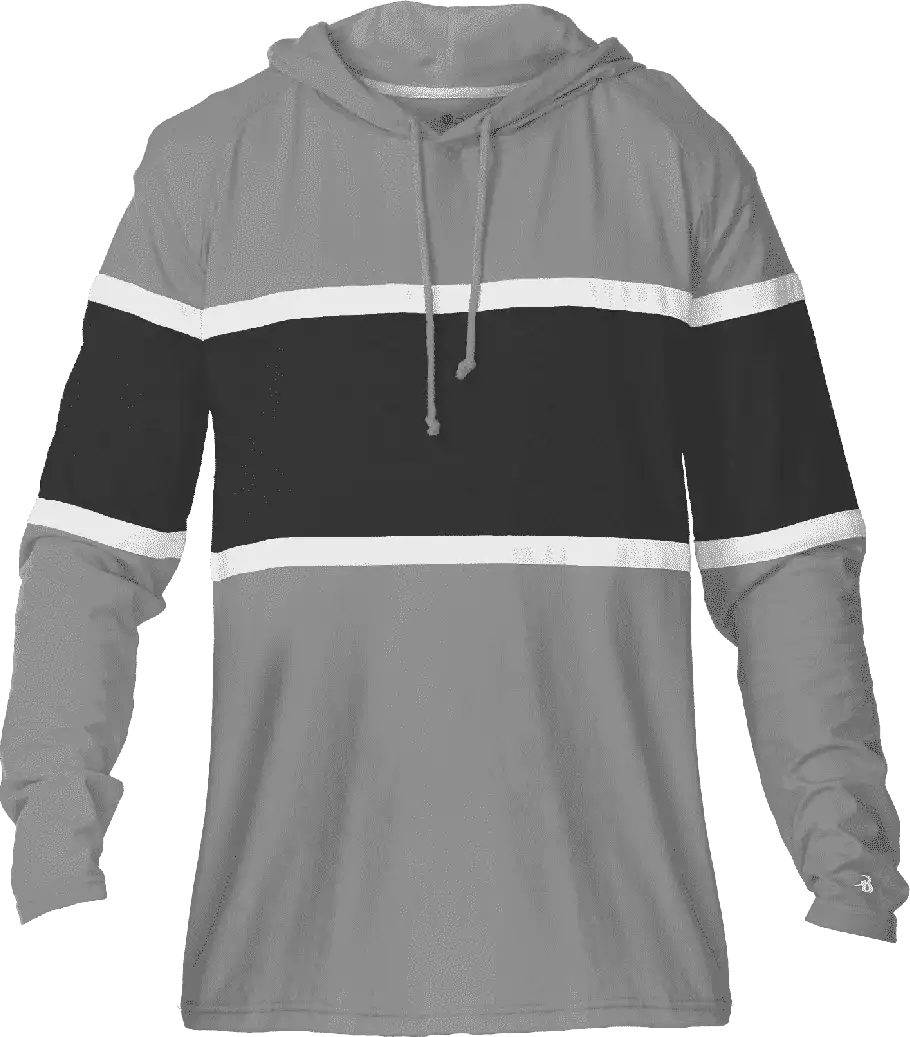 Badger Sport 4981 United Hood Tee Oxford Black White