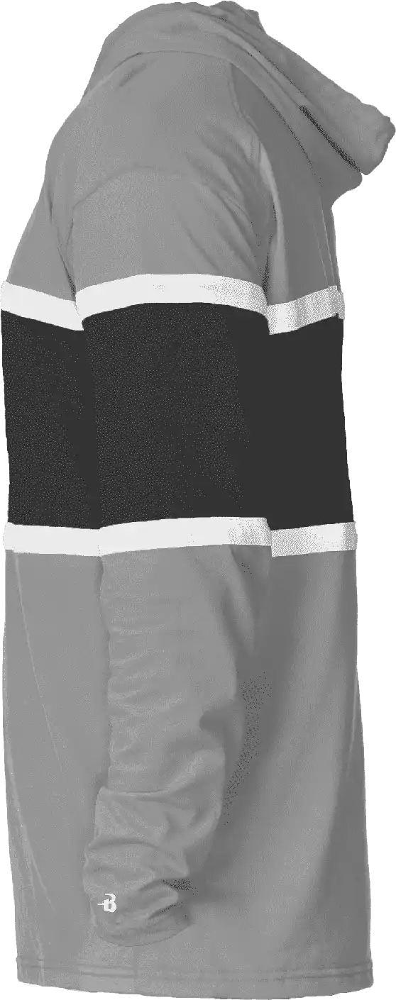 Badger Sport 4981 United Hood Tee Oxford Black White
