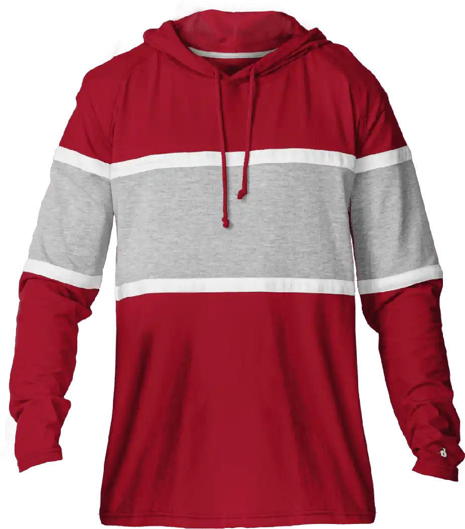 Badger Sport 4981 United Hood Tee - Red Oxford White