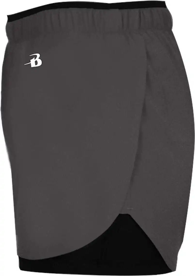 Badger Sport 6150 Double Up Ladies Short Graphite Black