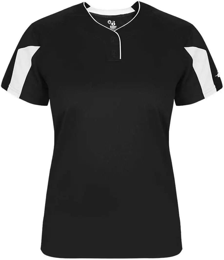 Badger Sport 6176 Striker Ladies Placket - Black White