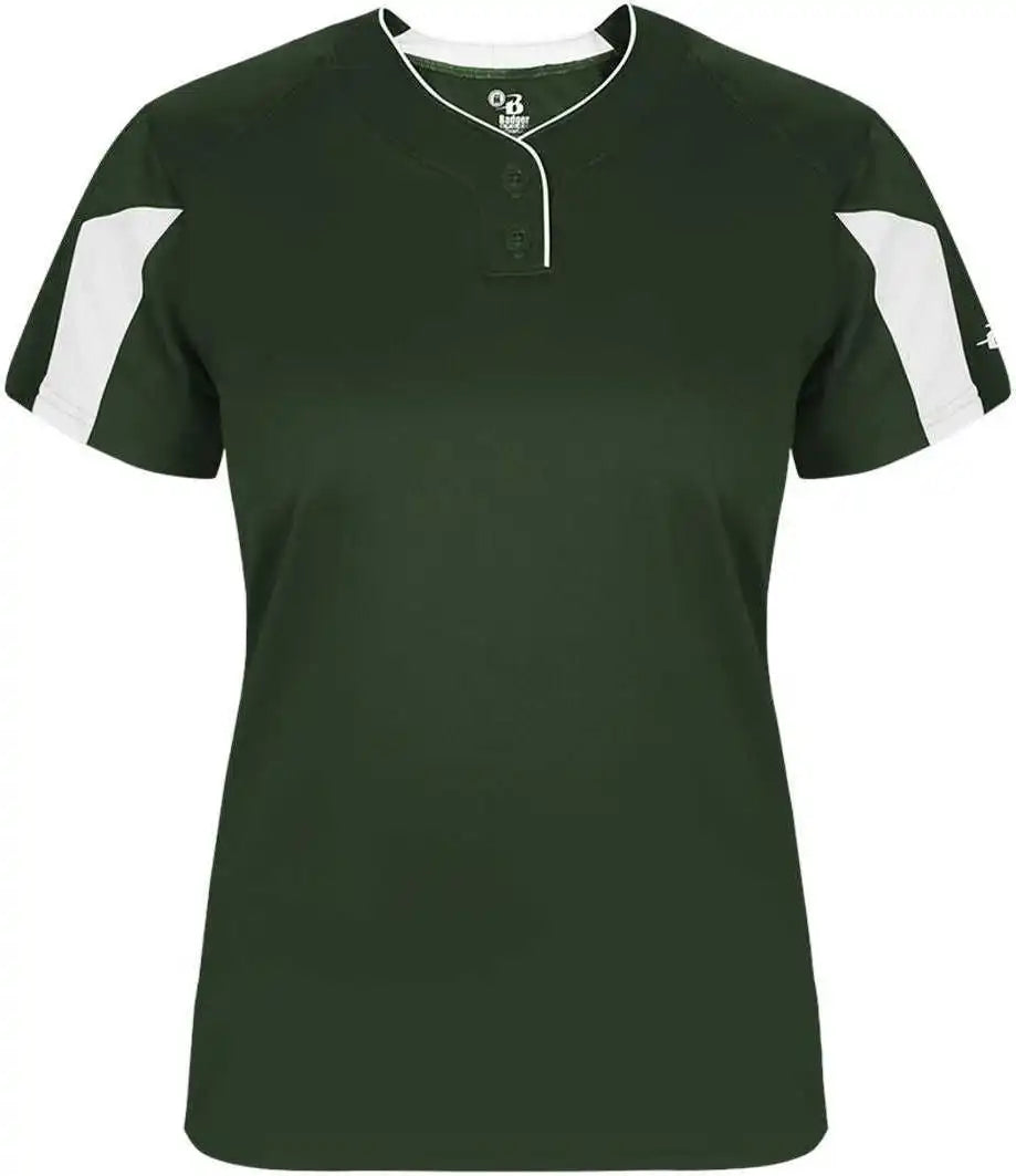 Badger Sport 6176 Striker Ladies Placket - Forest White