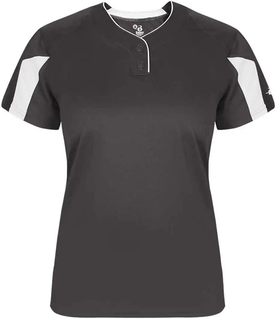 Badger Sport 6176 Striker Ladies Placket Graphite White