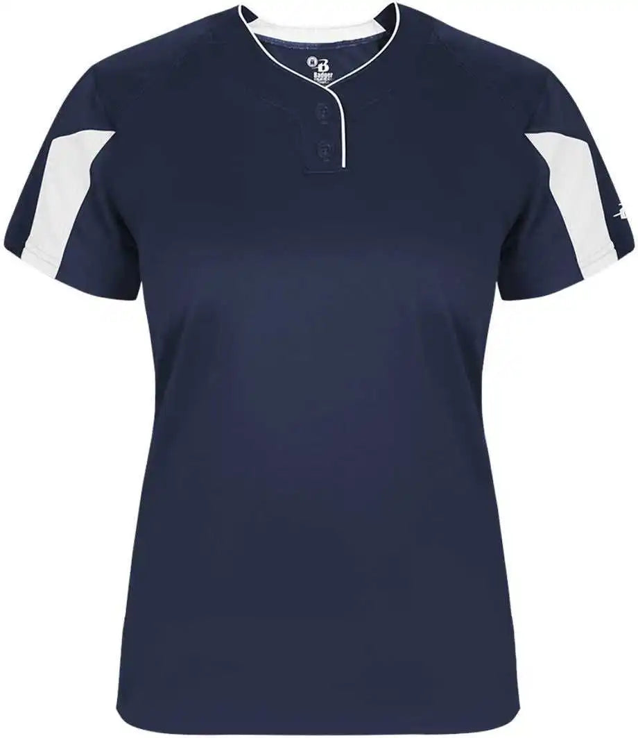 Badger Sport 6176 Striker Ladies Placket Navy White