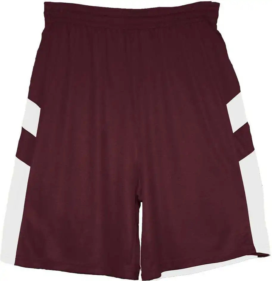 Badger Sport 7266 B-pivot Reversible Adult Short - Maroon White