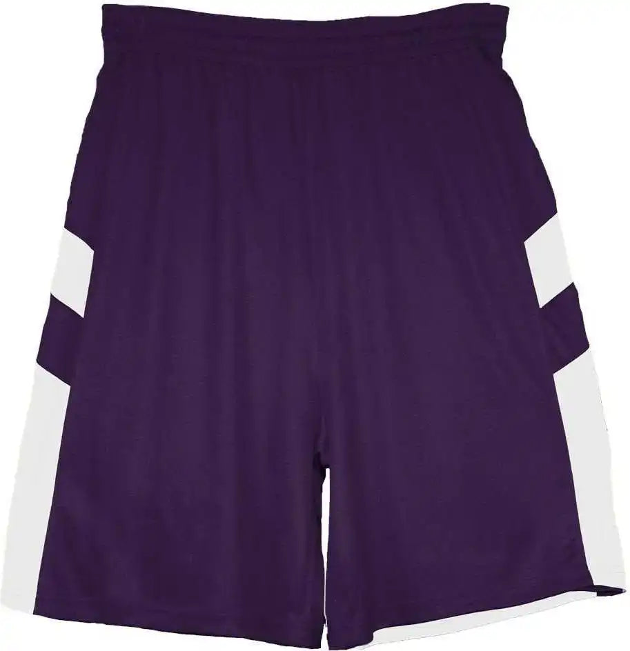 Badger Sport 7266 B-pivot Reversible Adult Short - Purple White