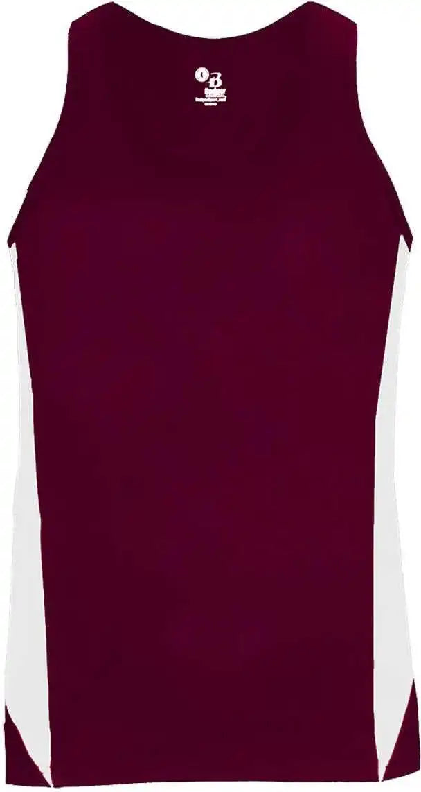 Badger Sport 8967 Stride Ladies Singlet - Maroon White