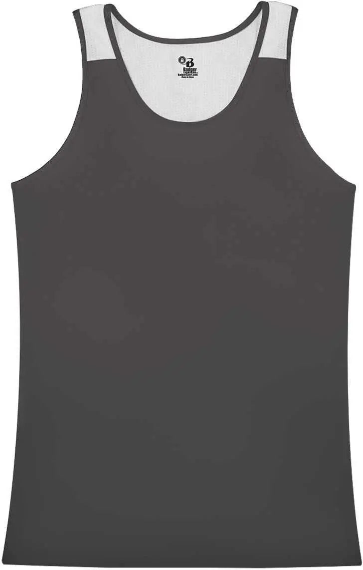 Badger Sport 8968 Ventback Ladies Singlet - Graphite White