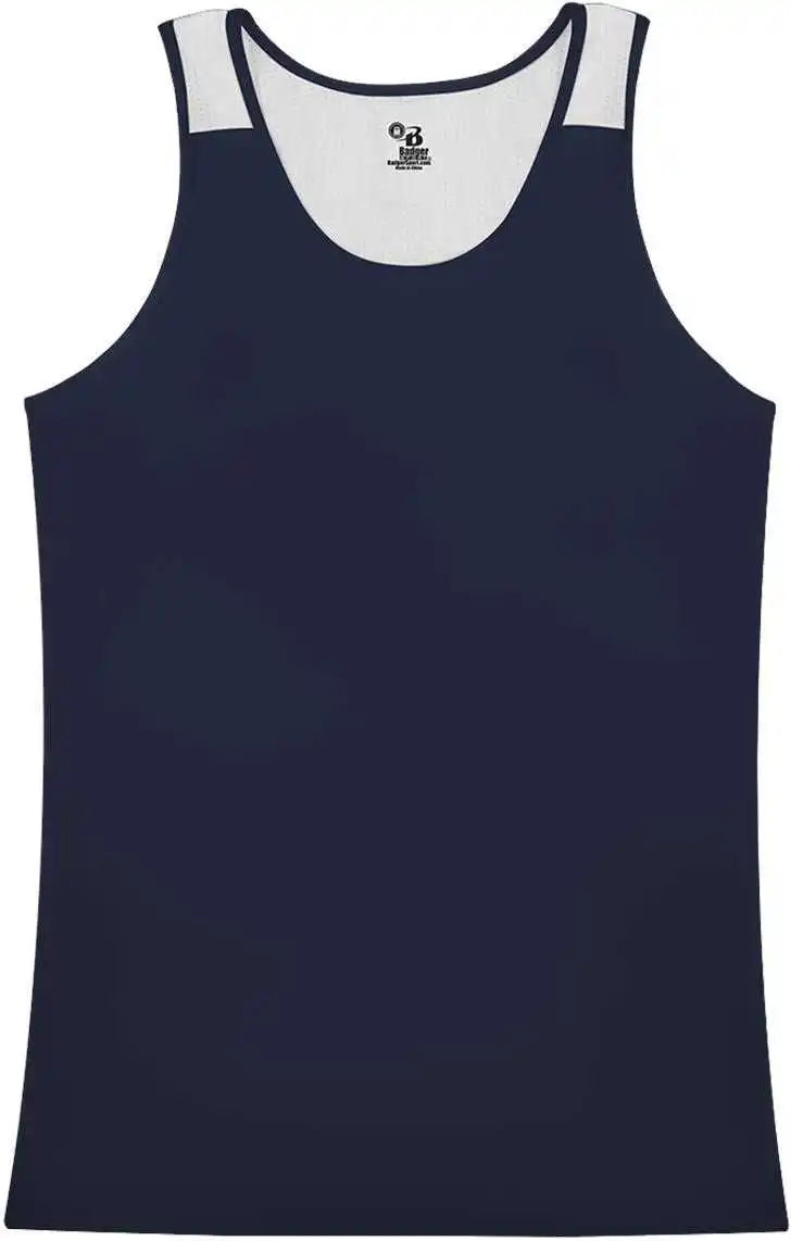 Badger Sport 8968 Ventback Ladies Singlet - Navy White