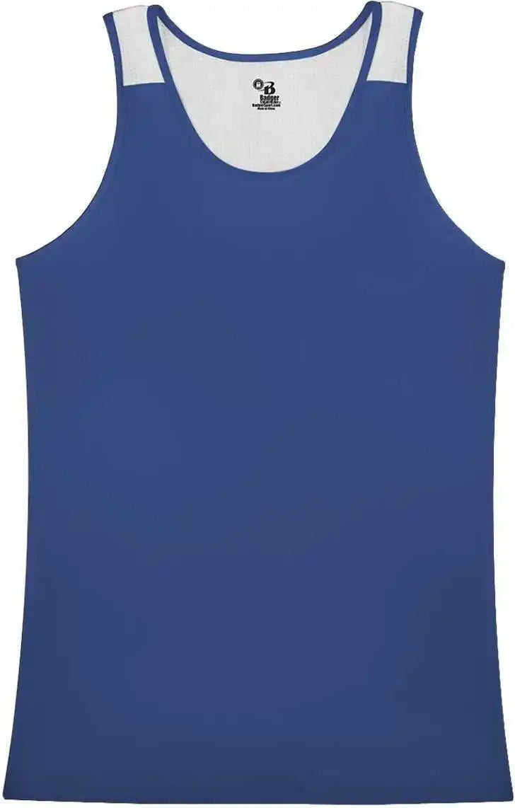 Badger Sport 8968 Ventback Ladies Singlet Royal White
