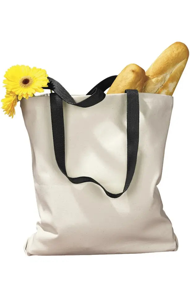 Bagedge Be010 Canvas Tote with Contrast-color Handles - Natural Black - one Size Fits Most